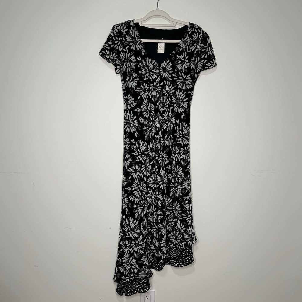 Vintage Positive Attitude Dress Womens 8 Midi Floral Asymmetrical Hem Fairy